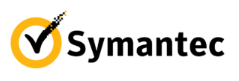 Symantec logo with a stylized black checkmark inside a yellow circle next to the brand name.