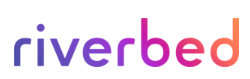 Logo displaying the word "riverbed" in lowercase letters with gradient colors transitioning from blue to orange.