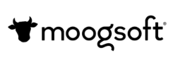 The image shows the Moogsoft logo with a stylized cow head on the left and the company name in lowercase letters.