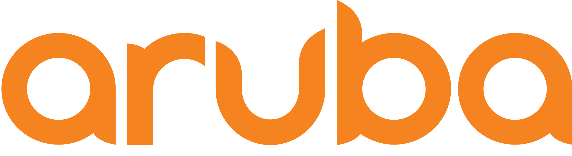 The orange lowercase word "aruba" is displayed in a modern, rounded sans-serif font on a transparent background.