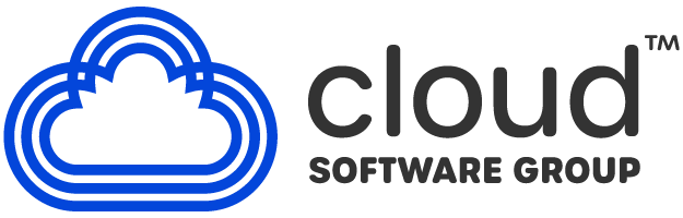 Blue outlined cloud icon next to the words "cloud SOFTWARE GROUP" in black and gray text, with a trademark symbol.