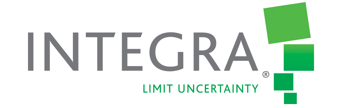 The Integra logo features the word "INTEGRA" in gray with green squares and the tagline "LIMIT UNCERTAINTY" in green below.