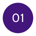 A purple circle with a white border features the number "01" in white at the center, representing the first step in Integration Services.